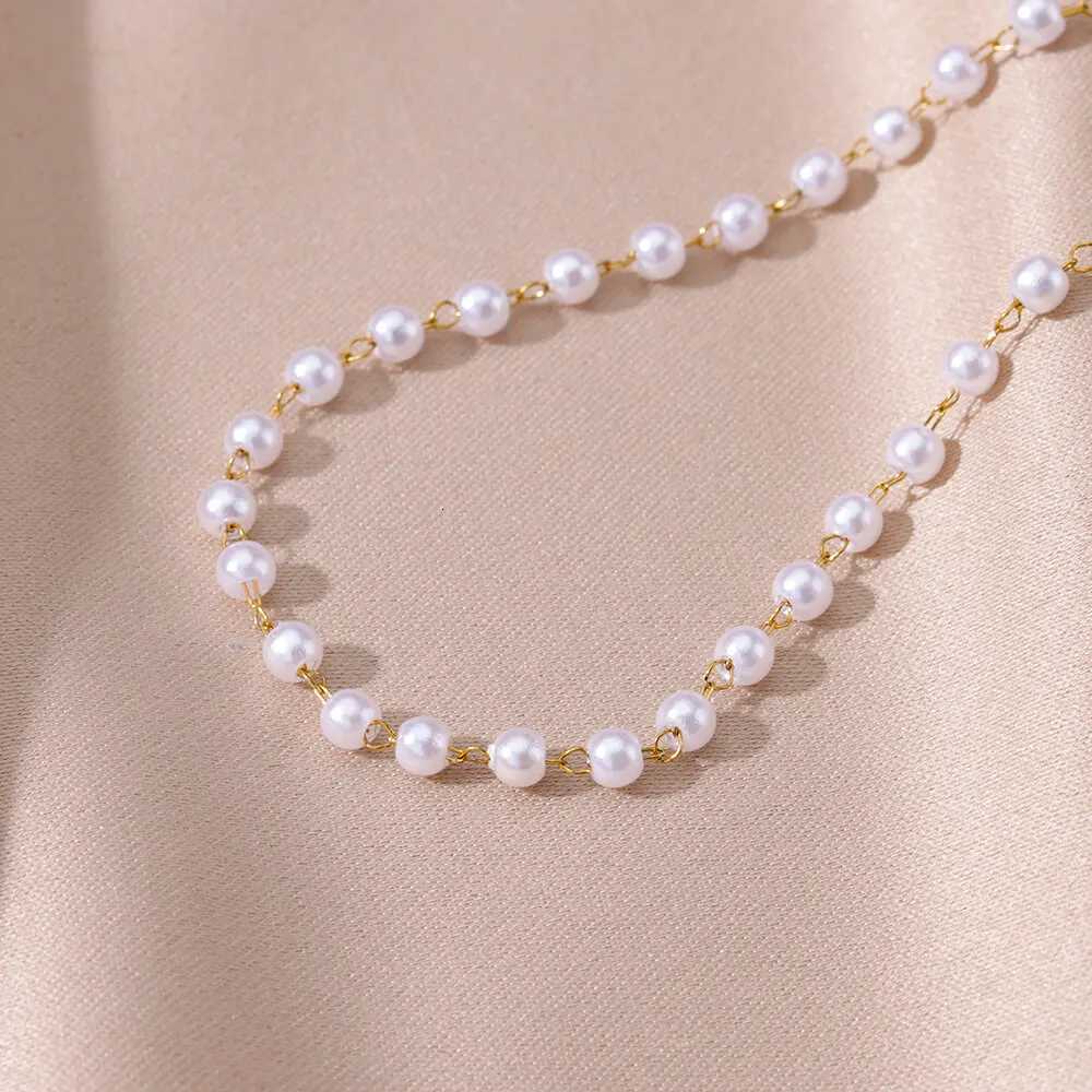 Imitation Pearl Anklets for Women Summer Beach Accessories Stainless Steel Chain Anklet Gold Color Leg s Bodychain Gifts M251213