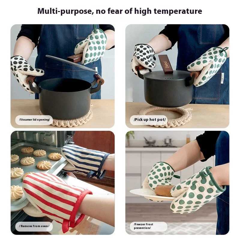 Oven Cotton Gloves Microwave Oven Baking Steaming Cpartment Heat Insation Ironing Thickening Japanese Kitchen Gloves H251212