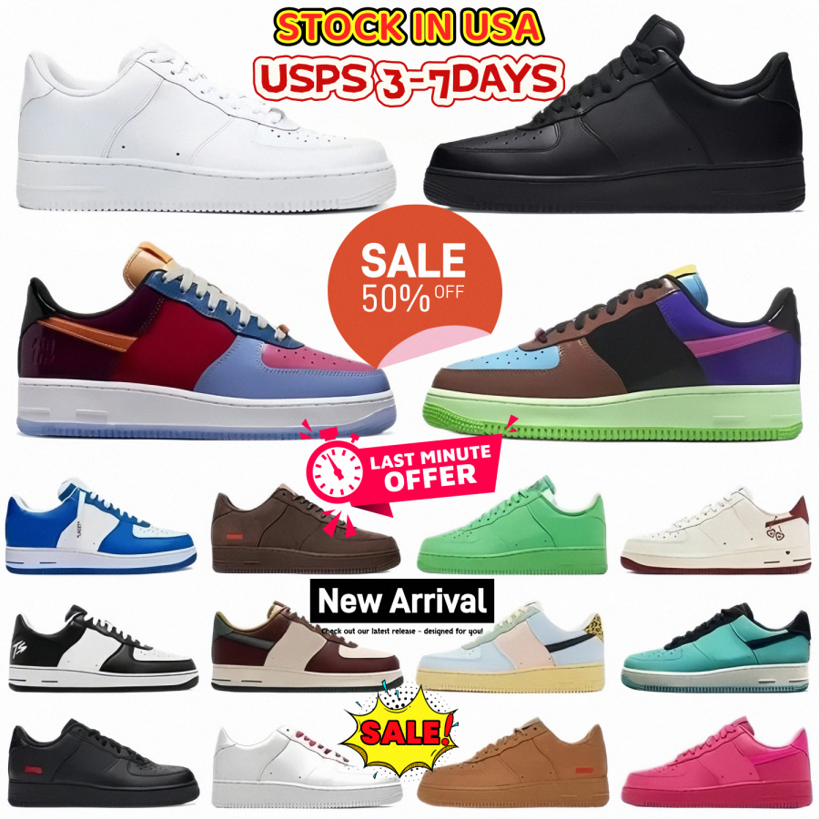 With Box Casual Shoes Men Women Designer Sneakers Triple Whith Black Classic Low Shoes Platform Airforces 1 One Leather Forceshoes 1s Utility Sparuce AF1s Trainers