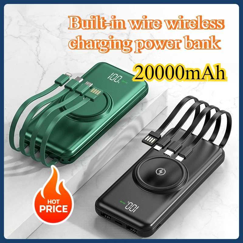 Built-in Line Power Bank 20000mAh Wireless Charging Universal Mobile Power Source for Mobile Phones H251213