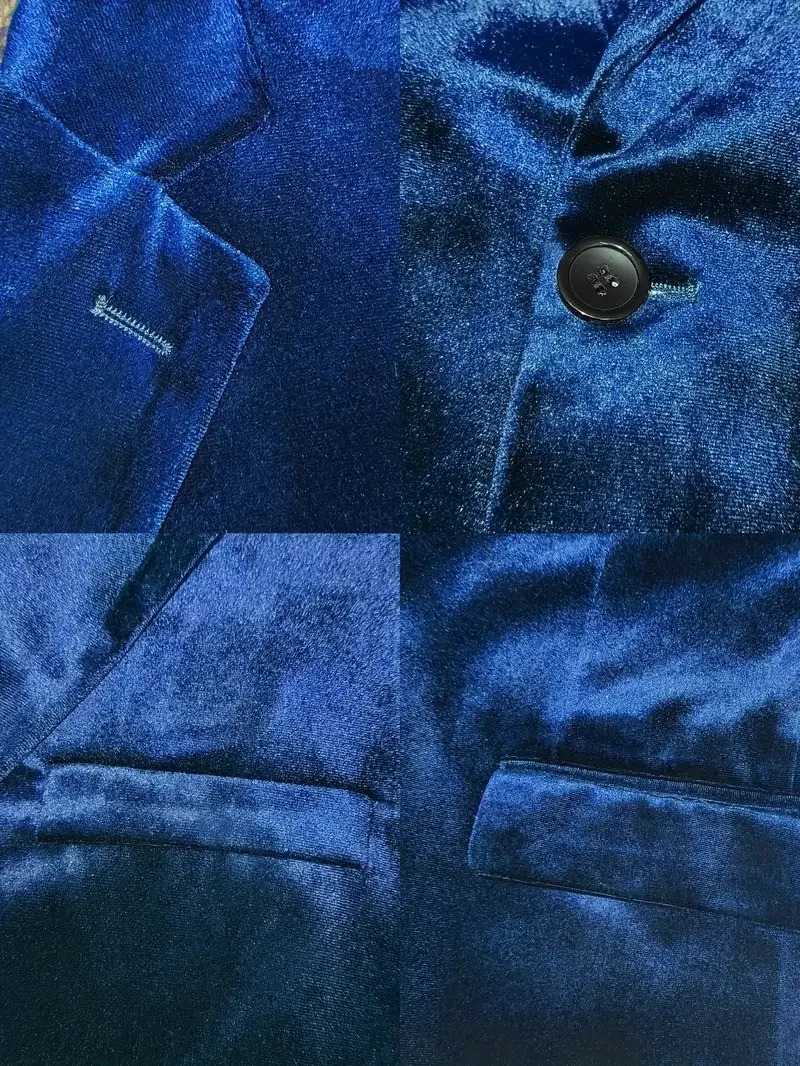 Mens Velvet Suit Jacket Banquet Wedding Formal Suit Solid Color Long Sleeve Blazer Jacket 251211