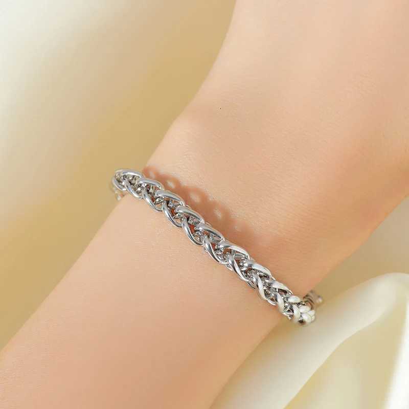 EILIECK 316L Stainless Steel Silver Color Chain Thick Bangle Waterproof Jewelry Statement Metal Wrist Chain Girls Gift M251213