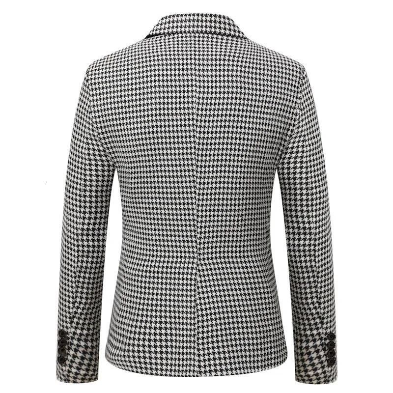 Mens Street Style Checkered Blazer - Loose Fit Casual Suit Jacket Spring Autumn Wear 251211