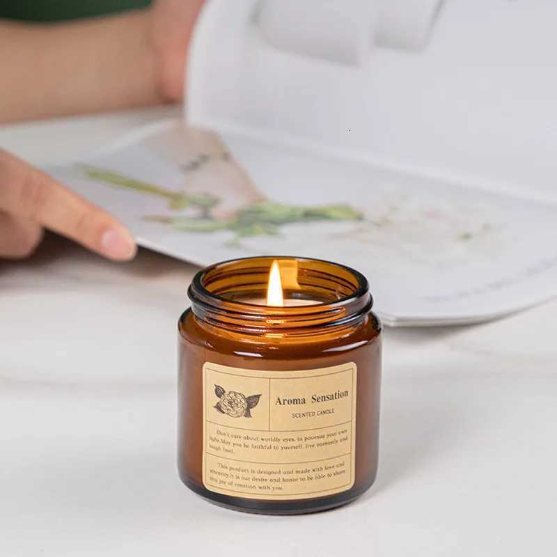 Brown Cup Aromatherapy Smokeless Scented Wax Candle For Home Decor Birthday Valentines Day Christmas Gift Glass Jar H251213 W260303