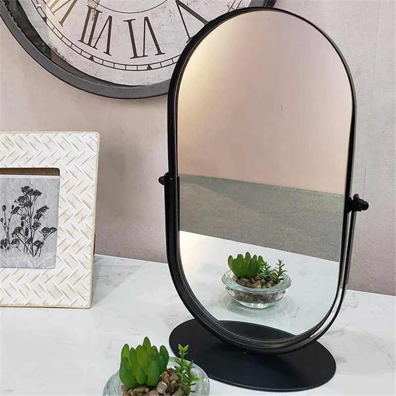 New Nordic Style Black Makeup Mirror Metal Mirror Bathroom Vanity Cosmetic Mirror Table Top Mirrors For Bathroom Dropshipping 4T251213