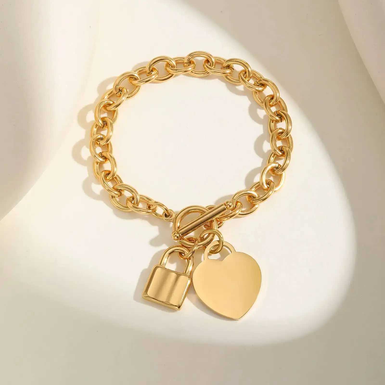 Prjewel Urious Heart-Shaped Lock Women Stainless Steel Thick K Chain s Fashion Jewelry for Mothers Day Gift M251213