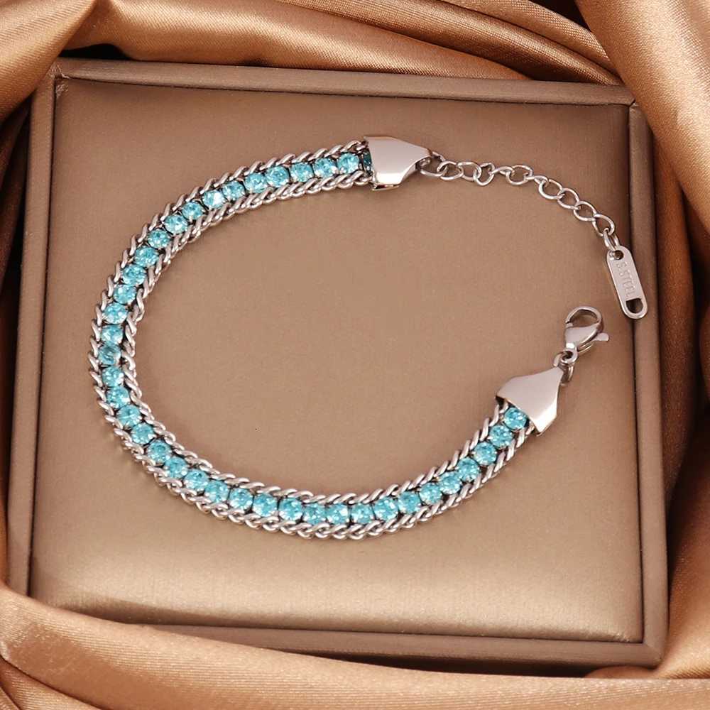 316L Stainless Steel For Women Luxury Tennis Chain Color Crystal Zircon Chain s Jewelry M251213