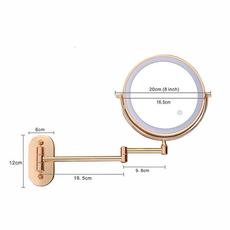 8 inch Makeup Mirror Matte Rose Gold 3x/5x/7x/10x Magnifying Double Side USB Charging Bathroom 3 color light Cosmetic MirrorsT251213