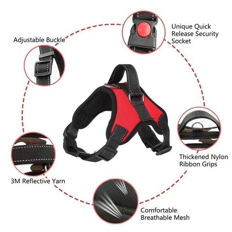 Dog Harness Reflective Adjustable Pet Harness No Pull Walking Training Small Medium Large Big Dogs Chest Strap Product M251213