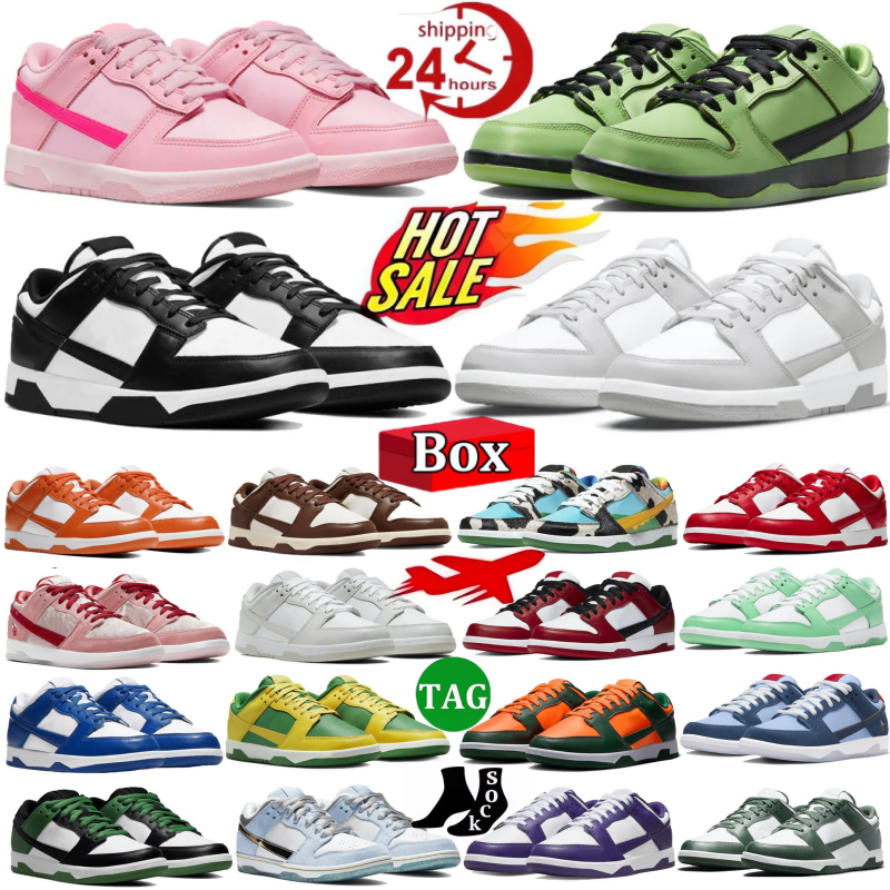 With Box Designer shoes Flat Sneakers Casual Shoes White Black Panda Low Shoe Photon Dust University Blue Grey Fog Triple Pink Red Green Mens Womens Trainers size 36-46