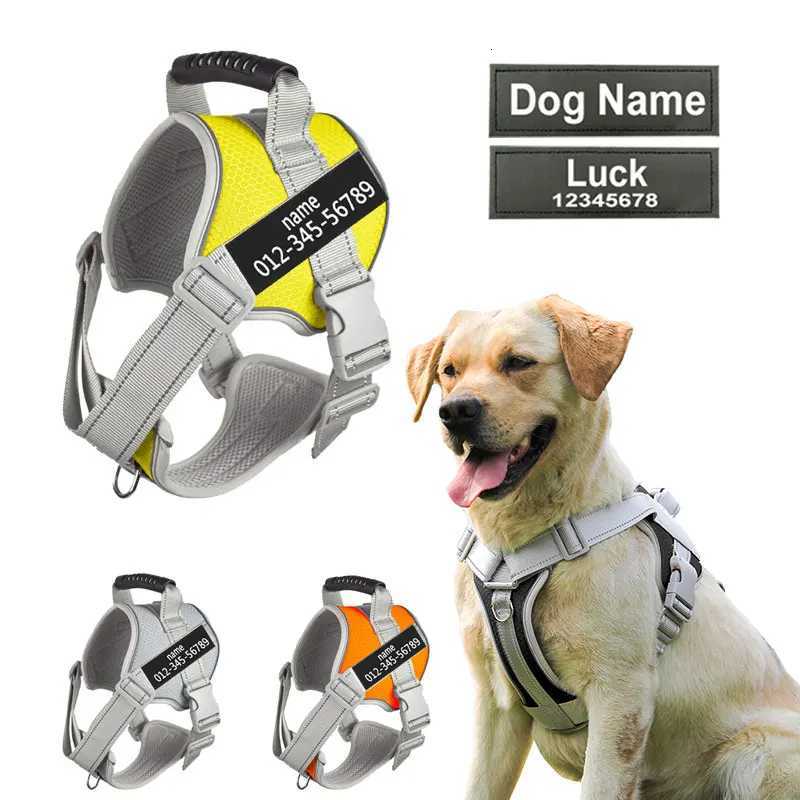 Customized Name Dog Harness Labrador Retriever Harness Medium Large Dog Reflective Adjustable Outdoor Walking Pet Supplies M251213