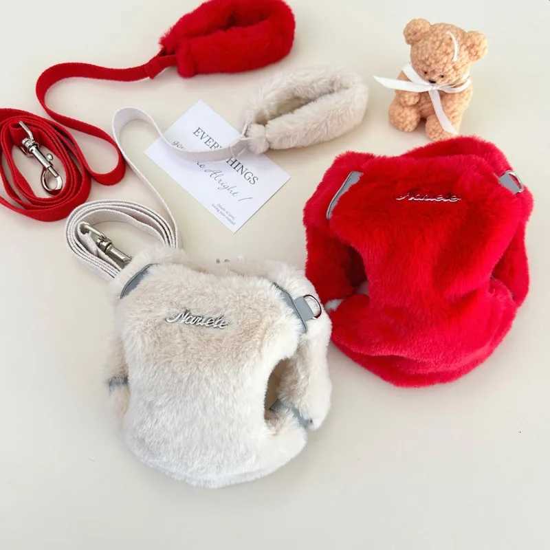 INS Cute Dog Harness Chest Back Set Autumn and Winter Harness and leash Set for Small Dogs Bichon Pet Plushes Cat Dog Products M251213