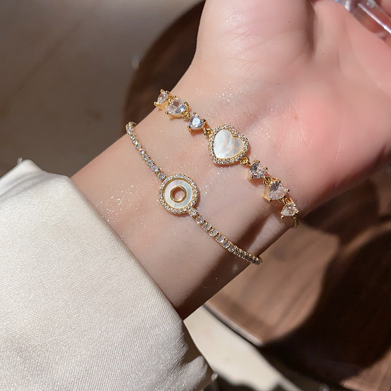 Luxury Brand Designer Jewelry Real Gold Plated Hollow Round Adjustable Diamond-Studded Bracelet Korean Style High-End Luxury Bracelet Ins Commuter Jewelry