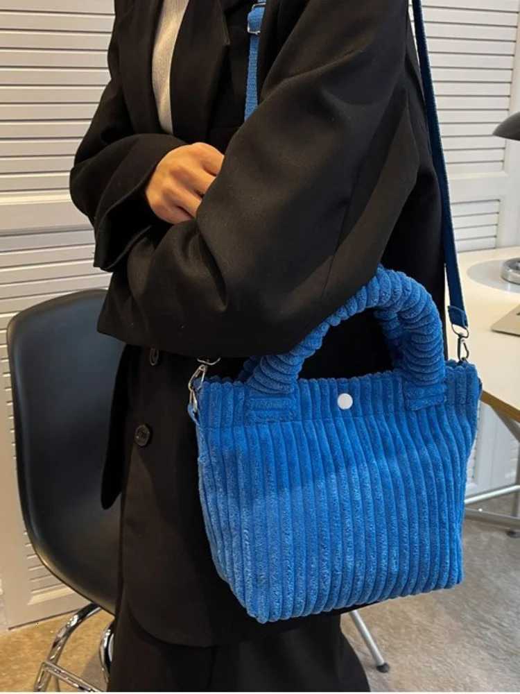 Womens handbag winter corduroy handbag small foreign texture one shoulder crossbody handbag simple bucket bagT251213