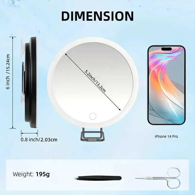 1x 40X Magnifying Mirror with Light Adjustable Color Lighting Includes 3 Suction Cups Stand Clips Perfect for Makeup VanitT251213