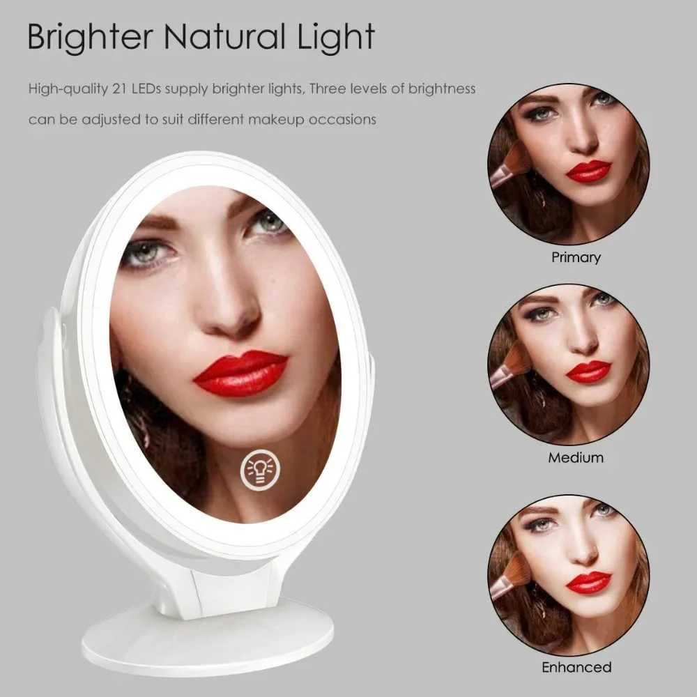 LED Cosmetic Mirror With Lights Double-Sided Makeup Mirror 7X Magnifying Rechargeable 360 Rotating Freestanding PortableT251213