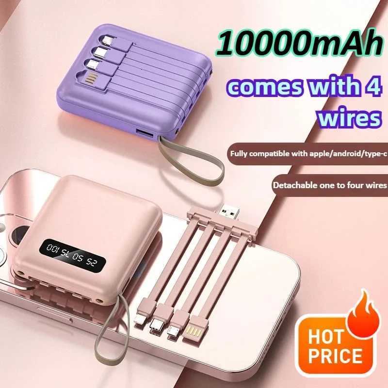 Mini 10000mAh Power Bank Built in Cable PowerBank Digital Display Portable for IPhone for H251213