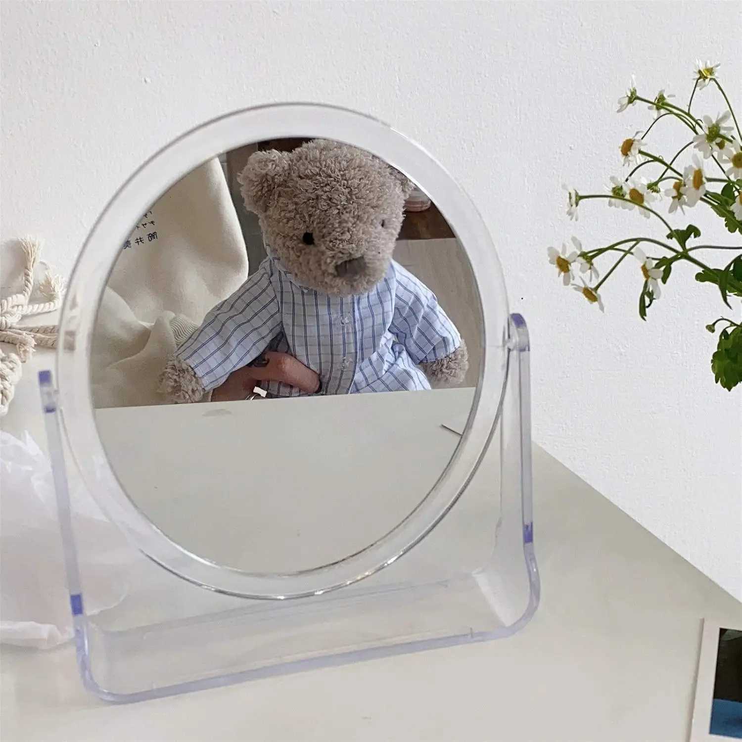 Foldable Desktop Makeup Mirror 360 Degree Rotating Princess Mirror Portable With Stand Square Round Mirror HomeT251213