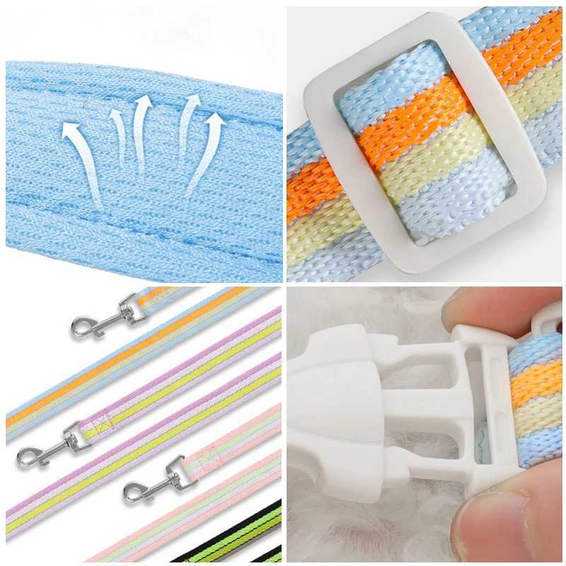 3PCs Pet Dog Harness Leash Set with Bags Adjustable V-shaped Puppy Harness Striped Breathable Dog Chest Strap Dog Accessories M251213