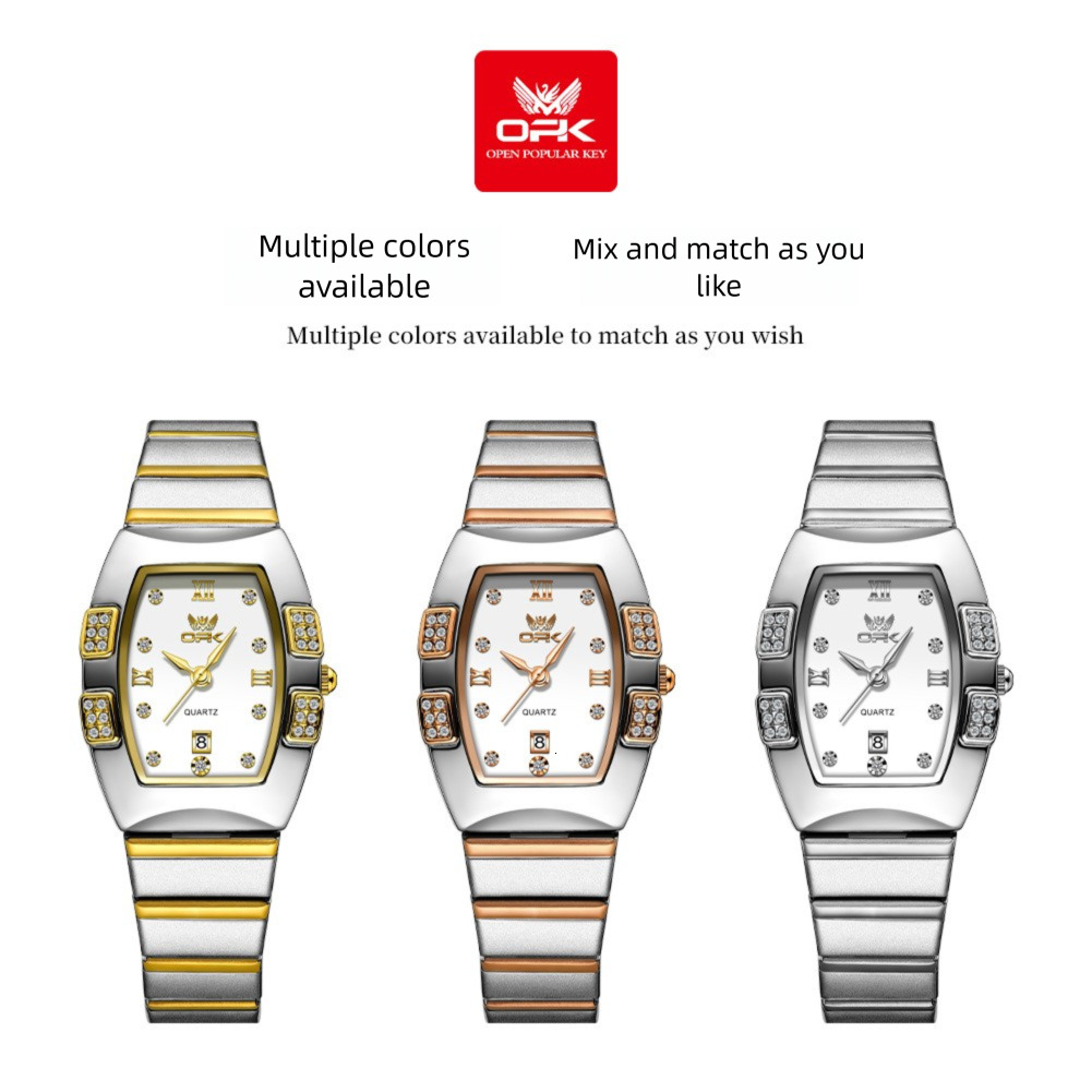 OPK Designer Women's Watch: Fashionable, Simple And Luxurious Outdoor Sports Wristwatch, Square Steel Band Waterproof Luminous Quartz Women'