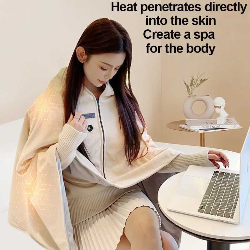Wearable USB Heating Blanket Skin-friendly Zip Design Multi-temp Knee Wrap Shawl Home/Office Use Warm Comfy Y251212