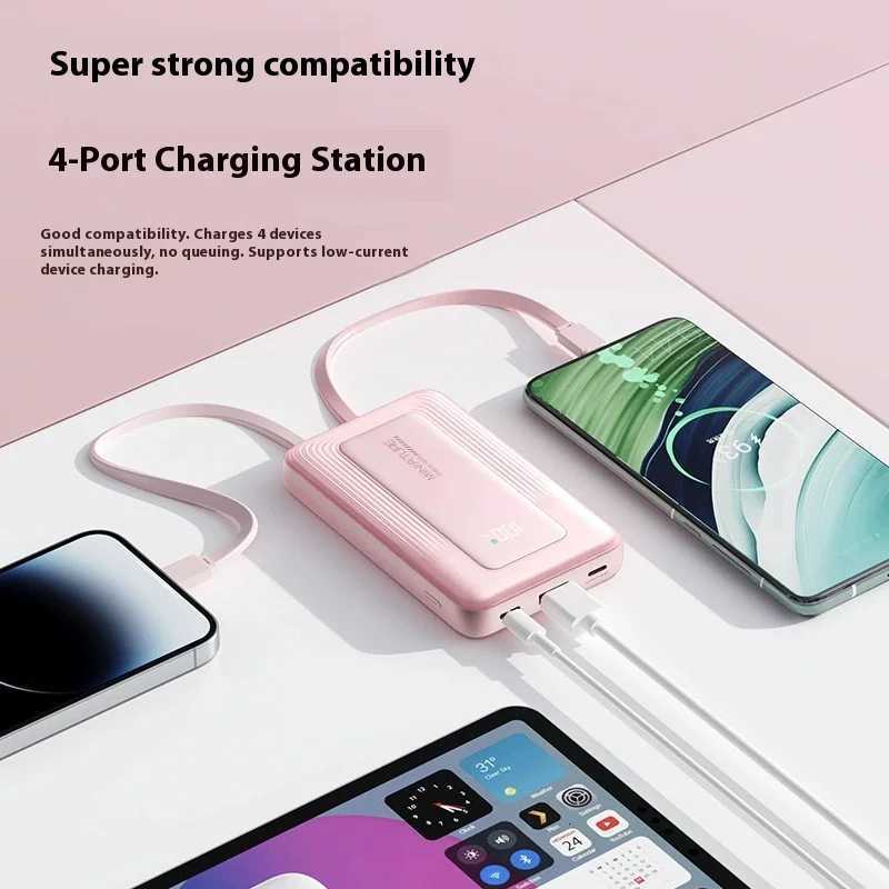 20000mAh Portable Power Bank with Built-In Cable for Outdoor Backup Quick Charging Cpatible for iphone H251213