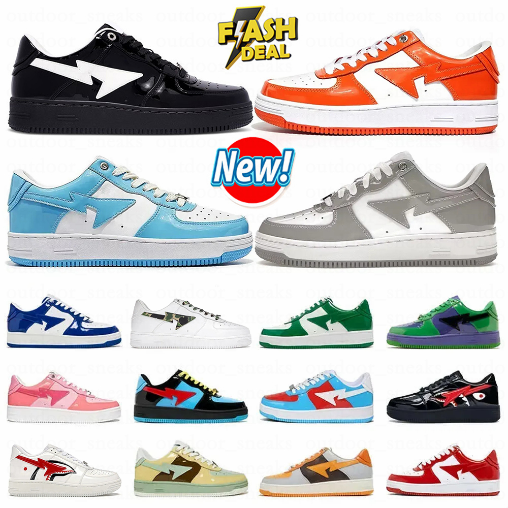 Camouflage SK8 Stas Bapestaity Shoes Luxury Skateboarding Patent Flat Designer Casual Trainers Platform Low OG Calfskin Jogging Womens Mens