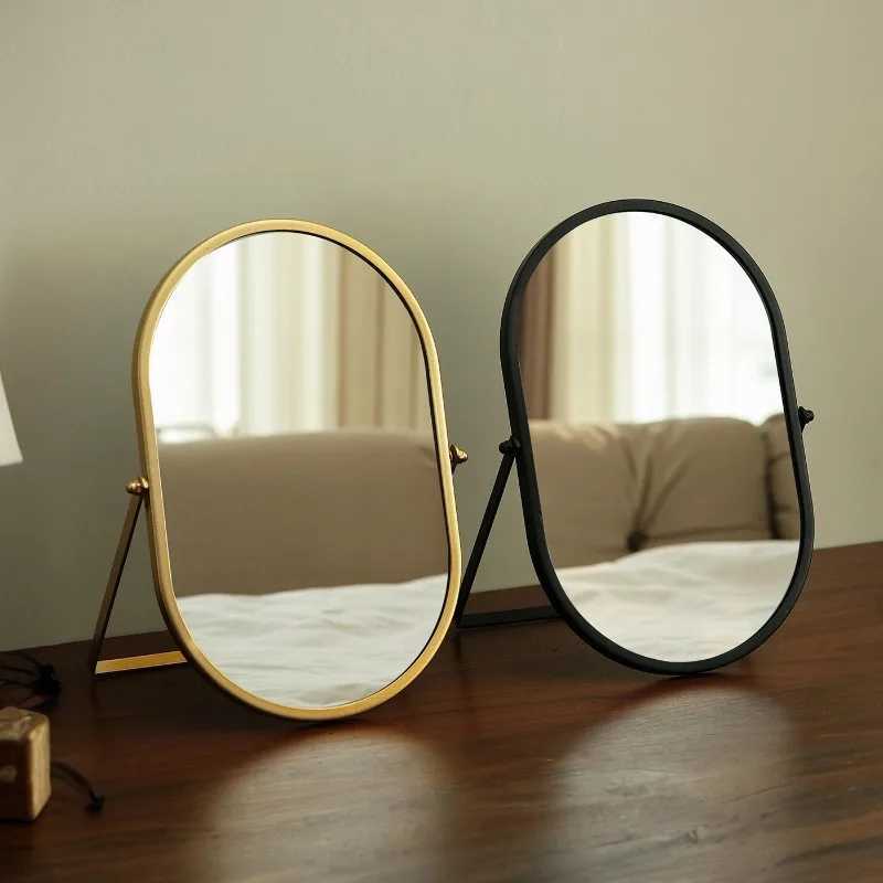 1PC Portable Foldable Oval Makeup Mirror Desktop Dressing Table Cosmetic Mirror Ins Style for Bedroom Dorm Travel UseT251213