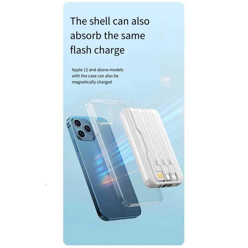 10000mAh Wireless Magnetic Powerbank with 3 Cables Fast Charging for Power Bank Wireless Charger for IPhone H251213