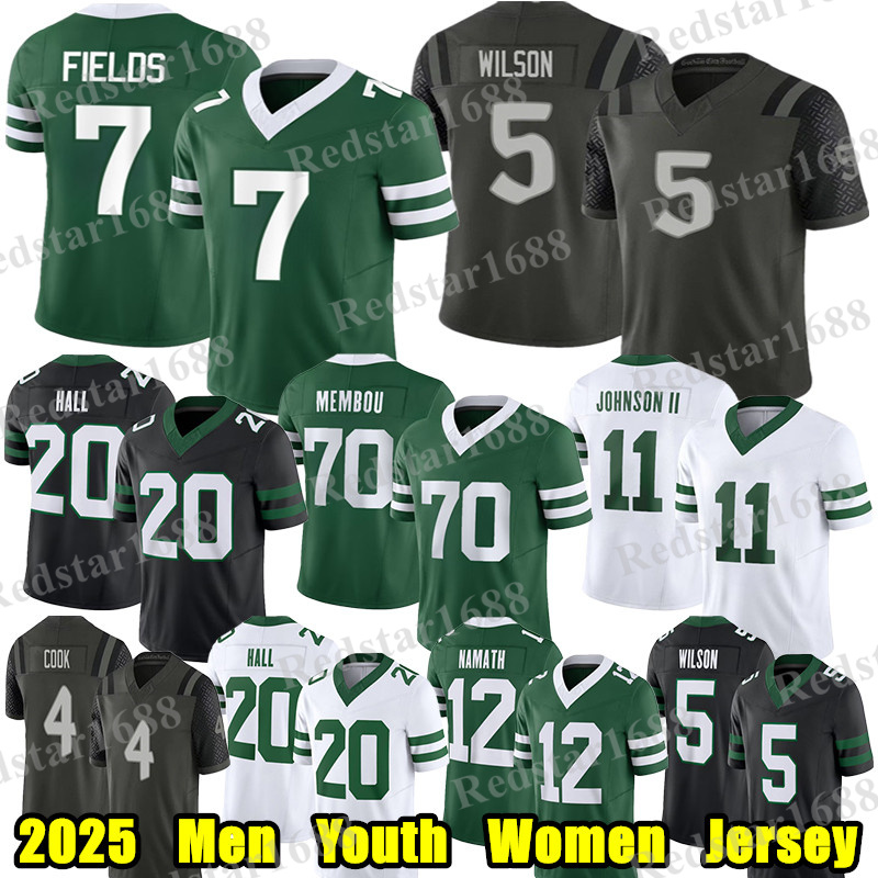 #7 Justin Fields Football Jersey #5 Garrett Wilson Breece Hall Joe Namath Jermaine Johnson II Brady Cook Revis Chrebet Arian Smith Jamien Sherwood Armand Membou jersey
