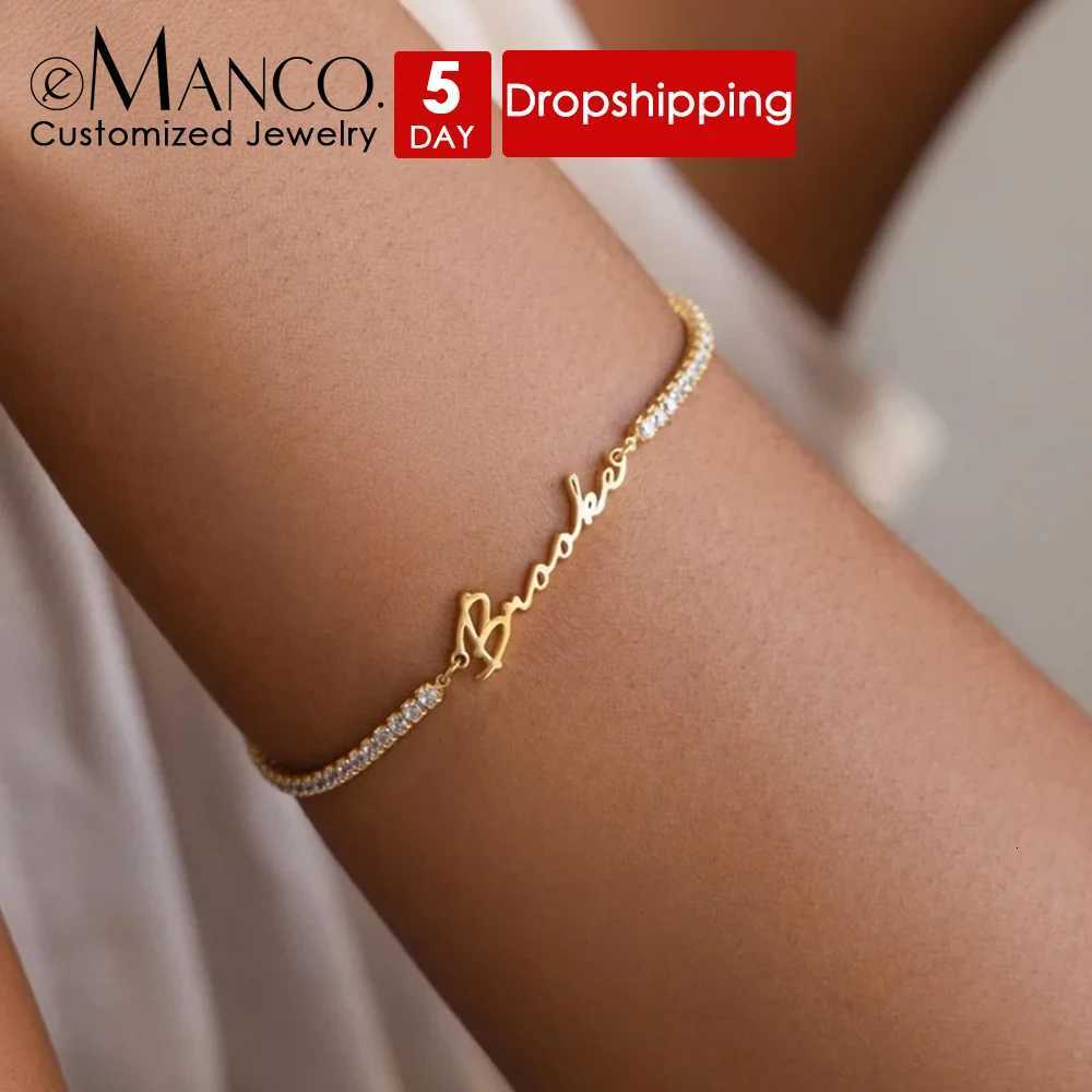 eManco Fashion Customized Name s Letter Stainless Steel Personalized s For Women bangle Jewelry Not Allergic Gif M251213
