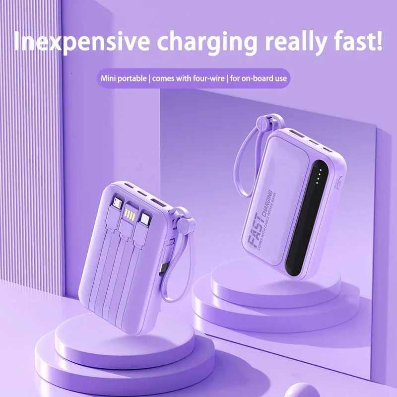 20000mAh Power Bank Fast Charging Large Capacity Power Bank Portable With Built-in 4 Cables Battery For IPhone H251213