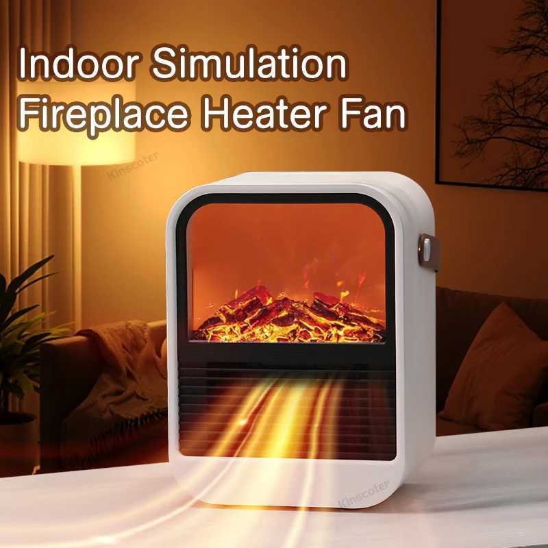 Electric Heater Warm Blower Fan Portable Desktop Household Home Heating Stove Radiator Flame Warmer Machine Y251213