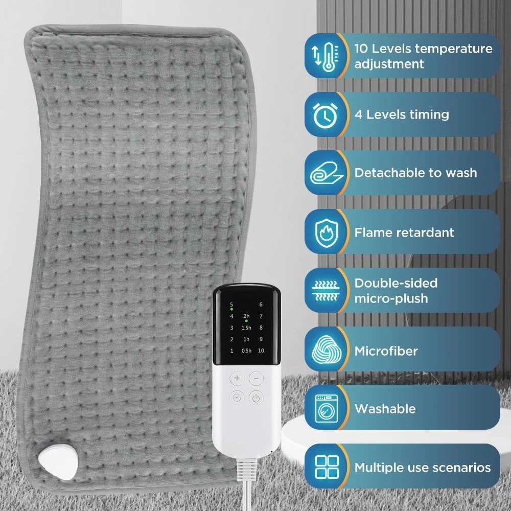 10 Level 4 Mode Timer Electric Heating Pad Blanket Heating Pad For Shoulder Neck Back Spine Leg Winter Warm Y251212