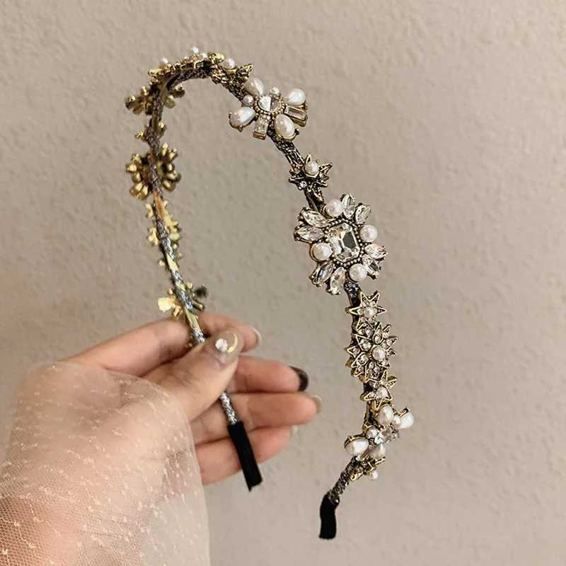 Vintage Fl Pearl Thin bands Hair Hoops Retro Colorf Crystal wer Pearl Water Drop Hair Accories bands Wholes Y251213