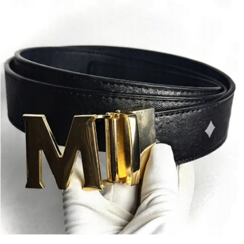 Belts Designer Mcms Belt For Men Womens Belts Man Leather Belt Smooth Buckle Red Belt Cintura Luxury Gurtel La Sangle Casual Ceinture Length 95-125Cm For Gifts MM