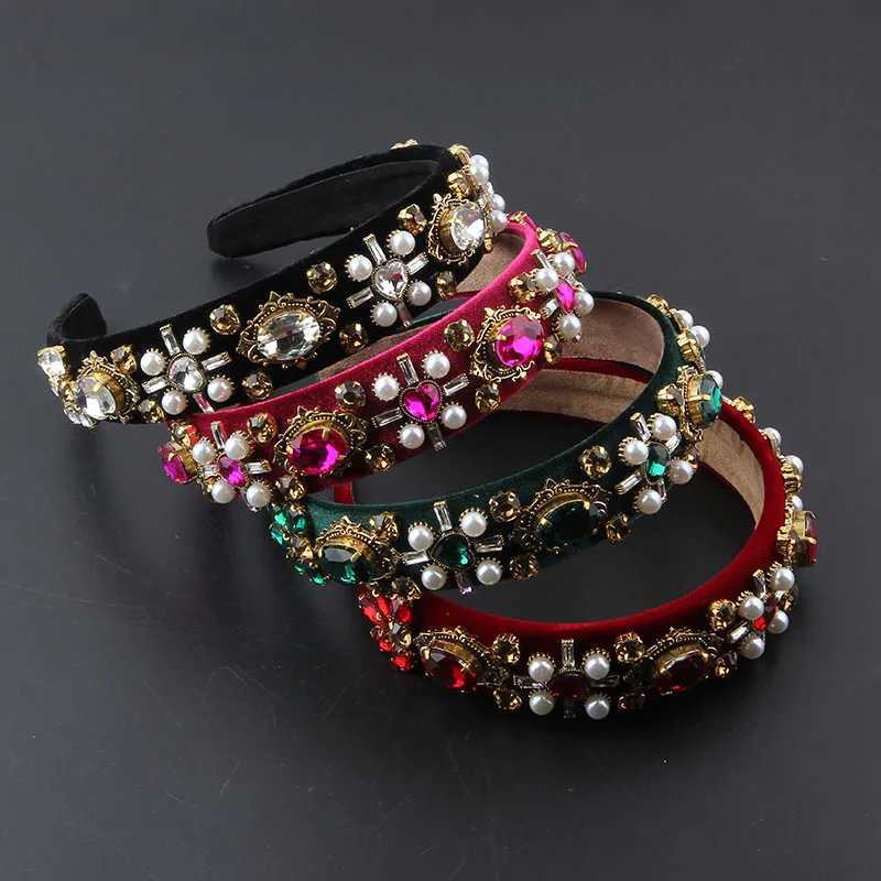 Heaear New Fashion Flannelette Inlaid Rhinestone Pearl Baroque Hair Band Ladies Walk Beautif Wen Hair Accories 892 Y251213