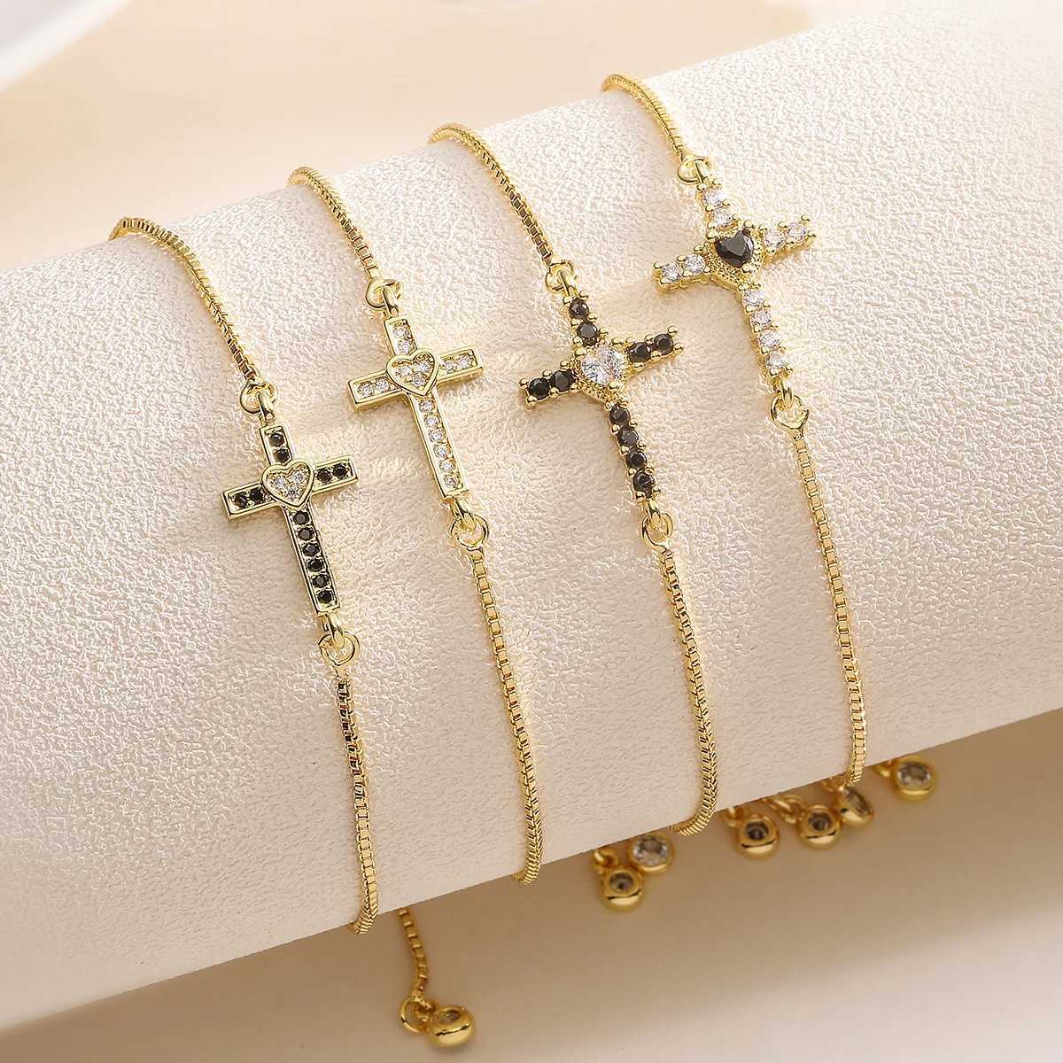 2025 New Fashion 16 Style Gold Color AAA CZ Zircon Cross Charm s For Women Adjustable Delicate Party Jewelry M251213