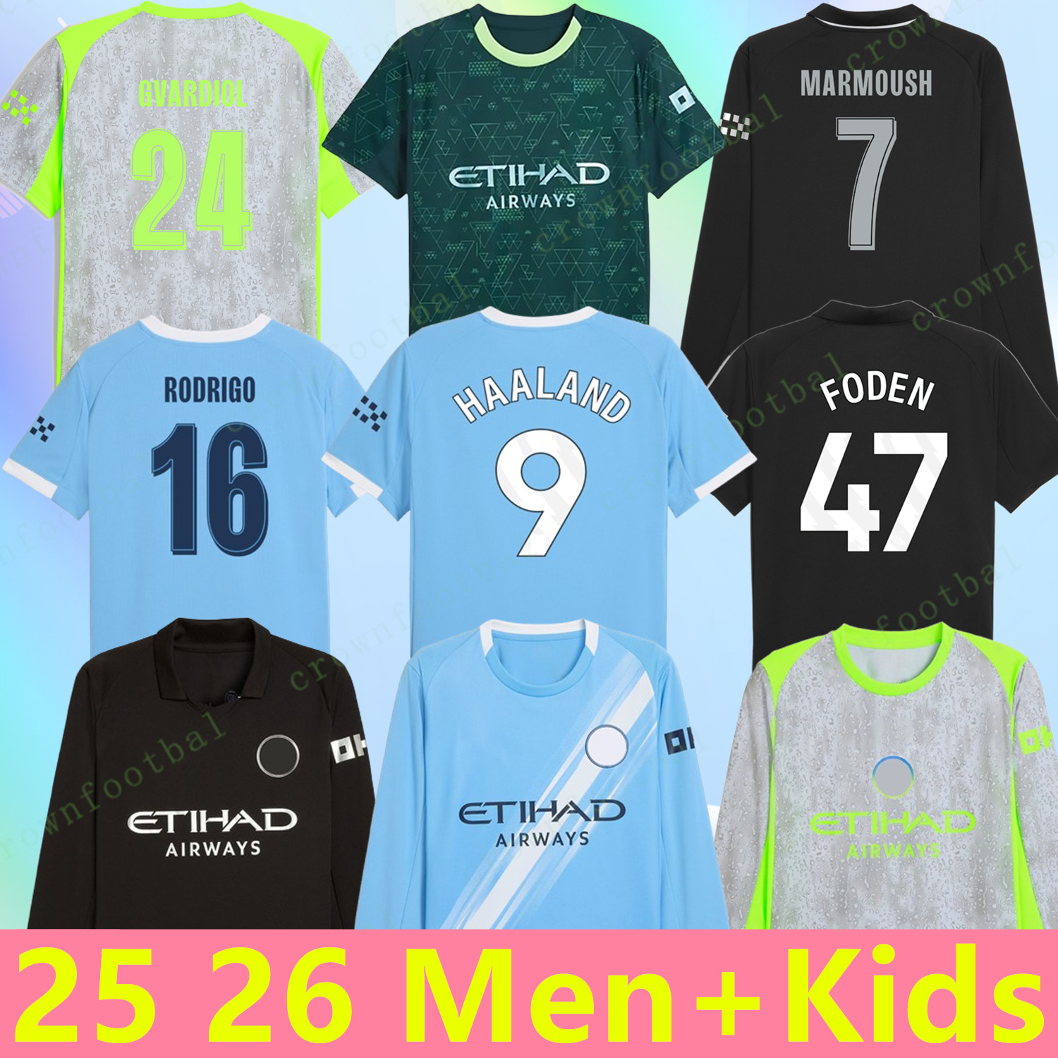 man city 25 26 SOCCER JERSEYS HAALAND RODRIGO FODEN MARMOUSH 2025 2026 GVARDIOL DOKU REIJNDERS RUBEN SAVINHO AIT-NOURI Kid Super jersey football kit shirts men kids