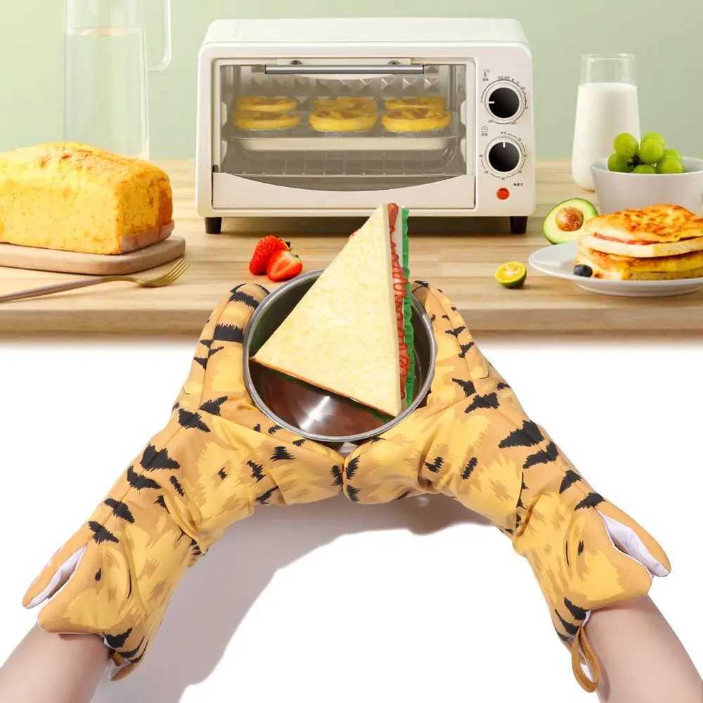 1PC Long Cotton Baking Insation Gloves 3D Cartoon Cat Paws Oven Mitts Microwave Heat Resistant Non-Slip Kitchen Gloves H251212