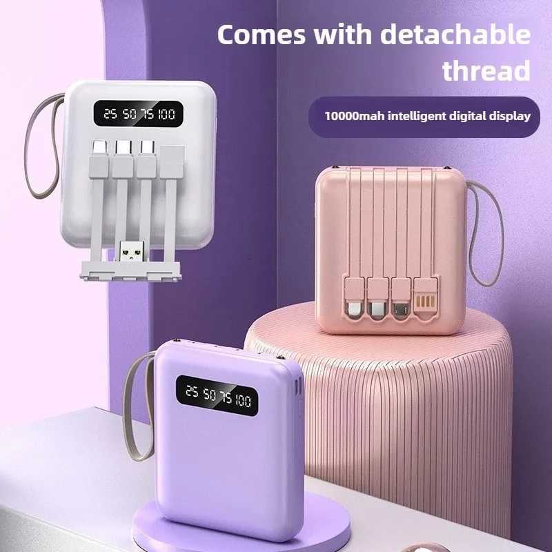 Mini 10000mAh Power Bank Built in Cable PowerBank Digital Display Portable for IPhone for H251213