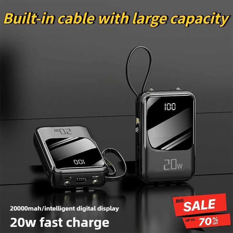 20000 MAh Portable Digital Display Power Bank Large Capacity Mini Power Bank with CableSuitable For Most Electronic H251213