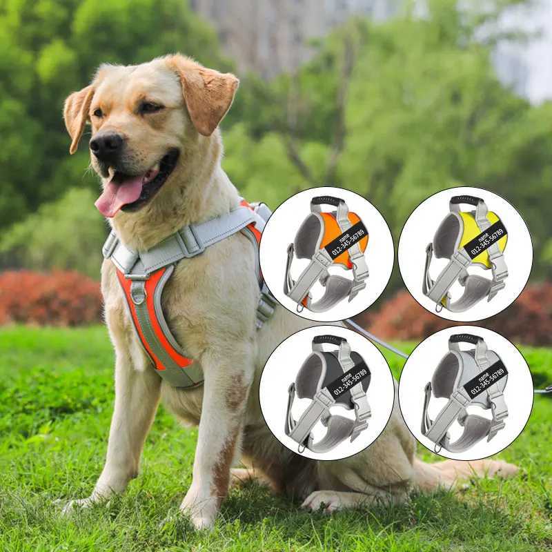 Customized Name Dog Harness Labrador Retriever Harness Medium Large Dog Reflective Adjustable Outdoor Walking Pet Supplies M251213