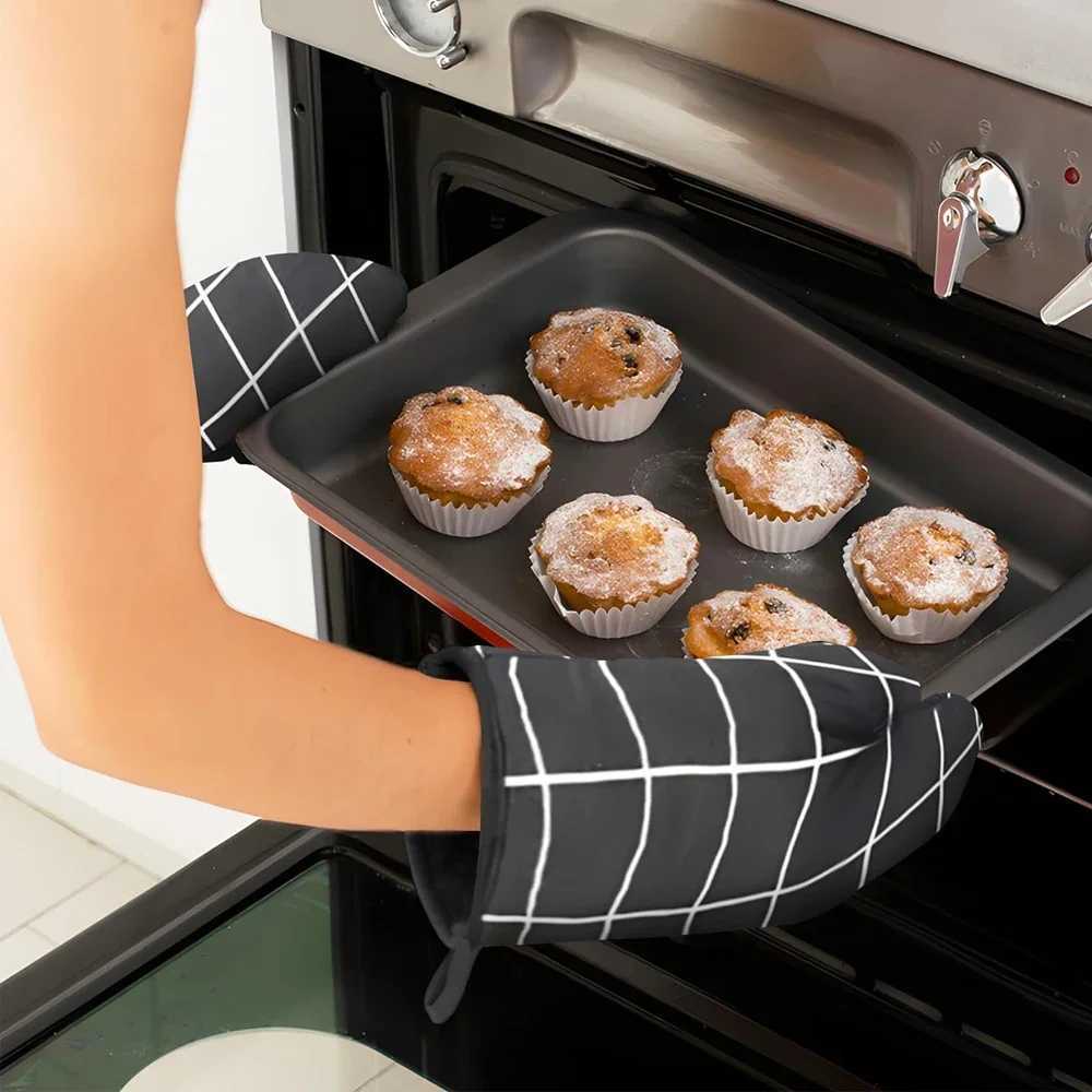 Oven Baking Gloves Oven Mitts Microwave Oven Gloves High-temperature Resistant Linen Gloves Kitchen Baking Tools Bakeware H251212