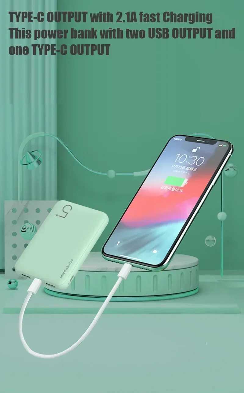 tra Silm External Battery Polymer 5000mAh Power bank Portable Phone Charger Type C Power Bank For iPhone Mi Power bank H251213