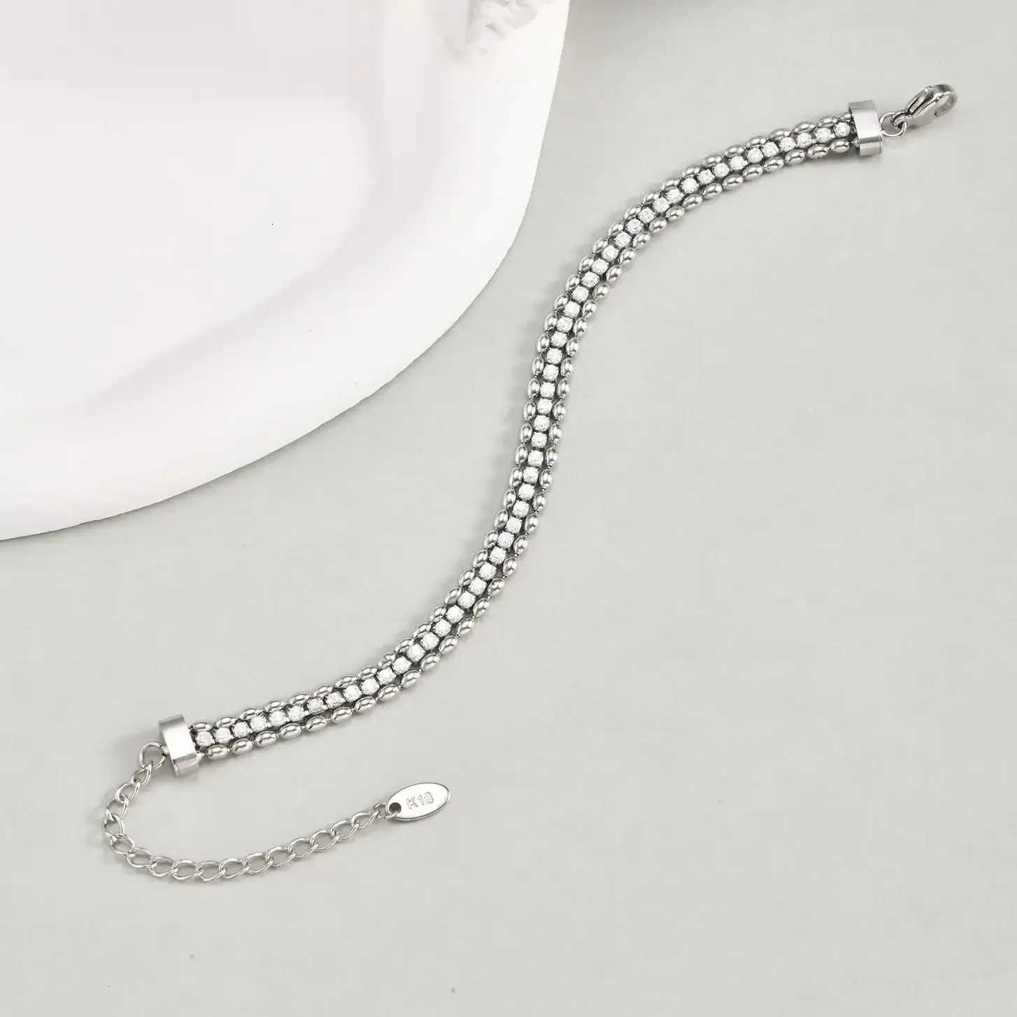 Stainless Steel Three-Layer s for Women Silver Plated Causal Adjustable Wrist Jewelry Accessory M251213