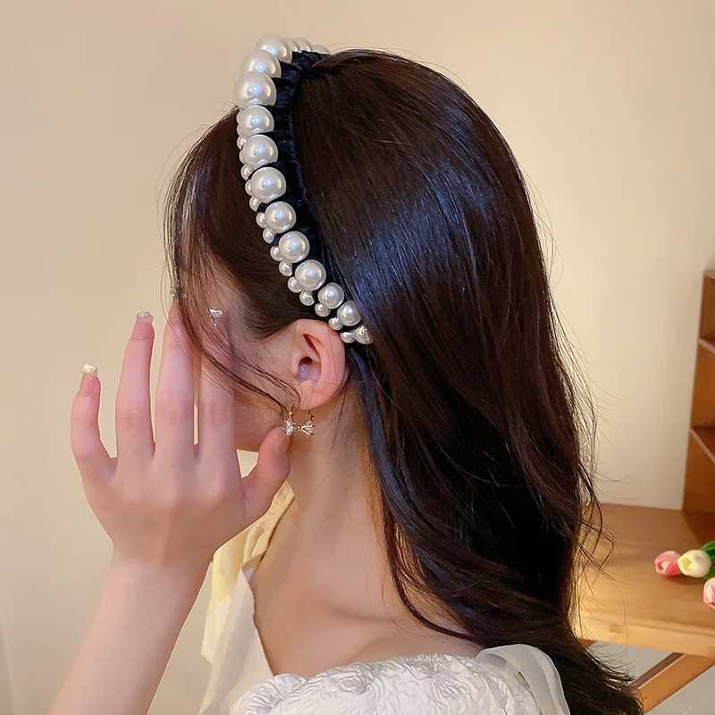 French Retro Imitation Pearl Veet band for Wen Hair Accory Fashionable High Cranial Top Cprion Hair Accories Y251213