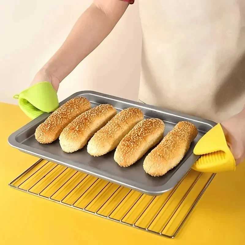 2pcs Thicken Baking silicone oven mitts Microwave Oven Glove Heat Insation Anti-slip Bowl Pot Clips kitchen gloves H251212