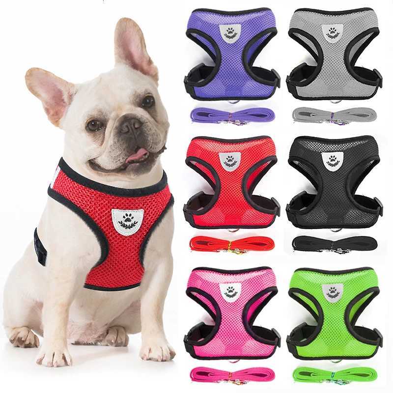 Breathable Mesh Cat Small Dog Harness And Leash Set Adjustable Cat Harnesses Puppy Harness Vest For French Bulldog Chihuahua Pug M251213