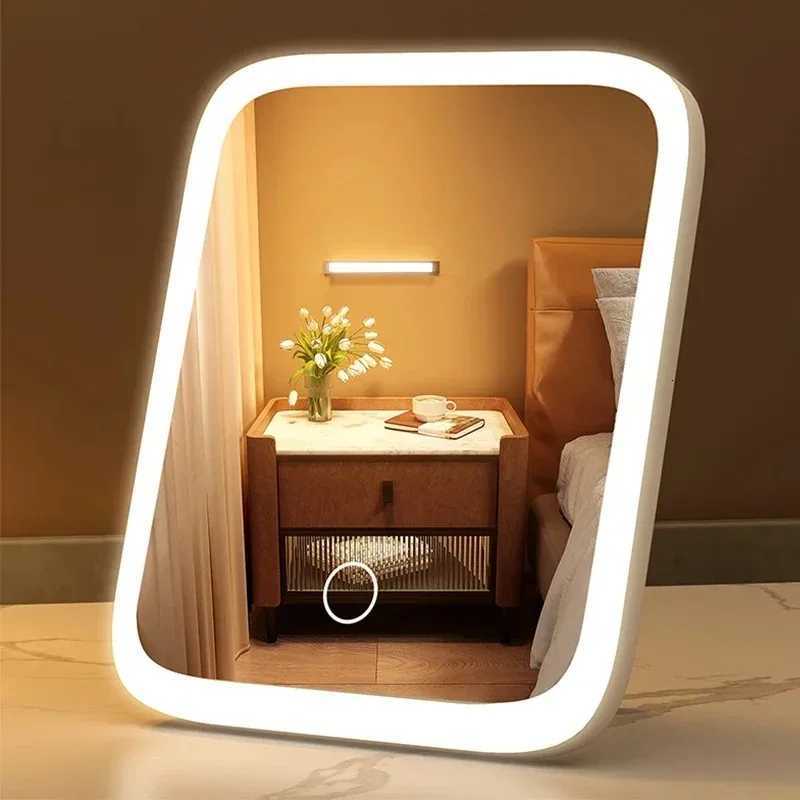 LED Smart Student Dormitory Desktop Fill Light Small Mirror Makeup Mirror with Light Girls Bedroom Dressing Table Mirror GiftT251213